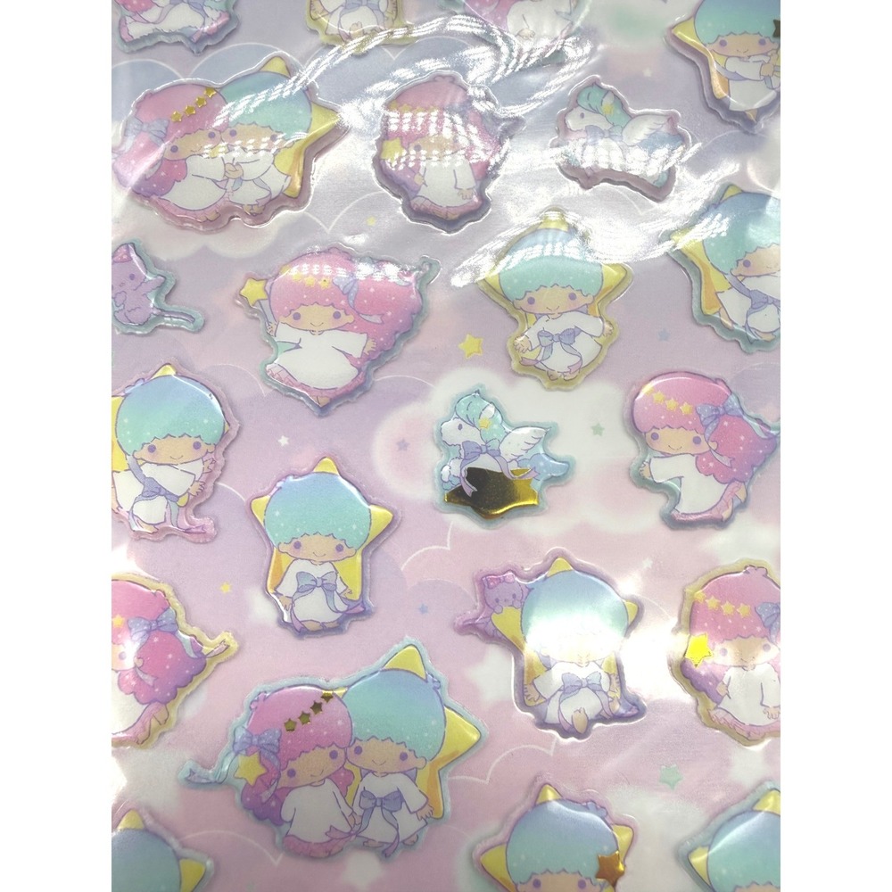 Sanrio Little Twin Stars Puffy Stickers Kiki Lala Pastel Gold Foil 2023 Japan